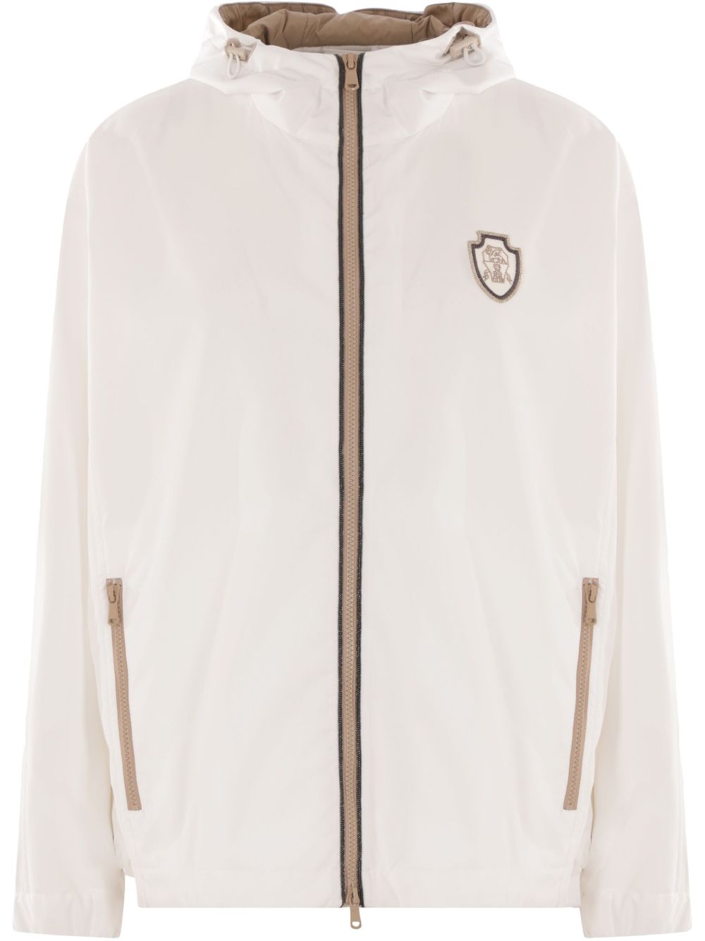 White Hooded Nylon Jacket — Brunello Cucinelli