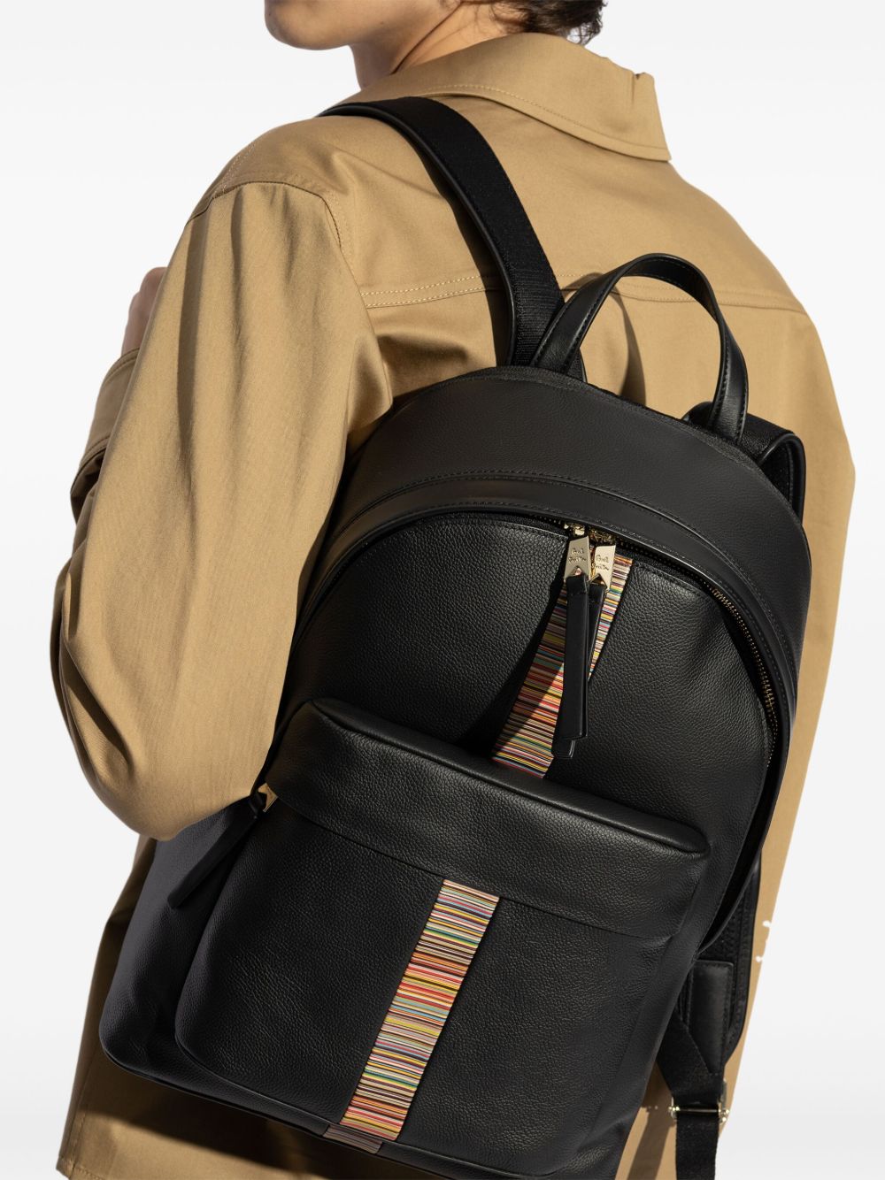 Paul Smith Signature Stripe leather backpack