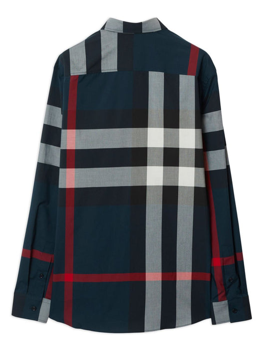 Burberry Shirts Blue — Tailored Cotton Check Shirt
