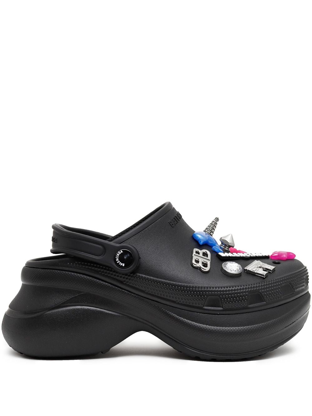 Balenciaga Sandals Black with Jibbitz charms