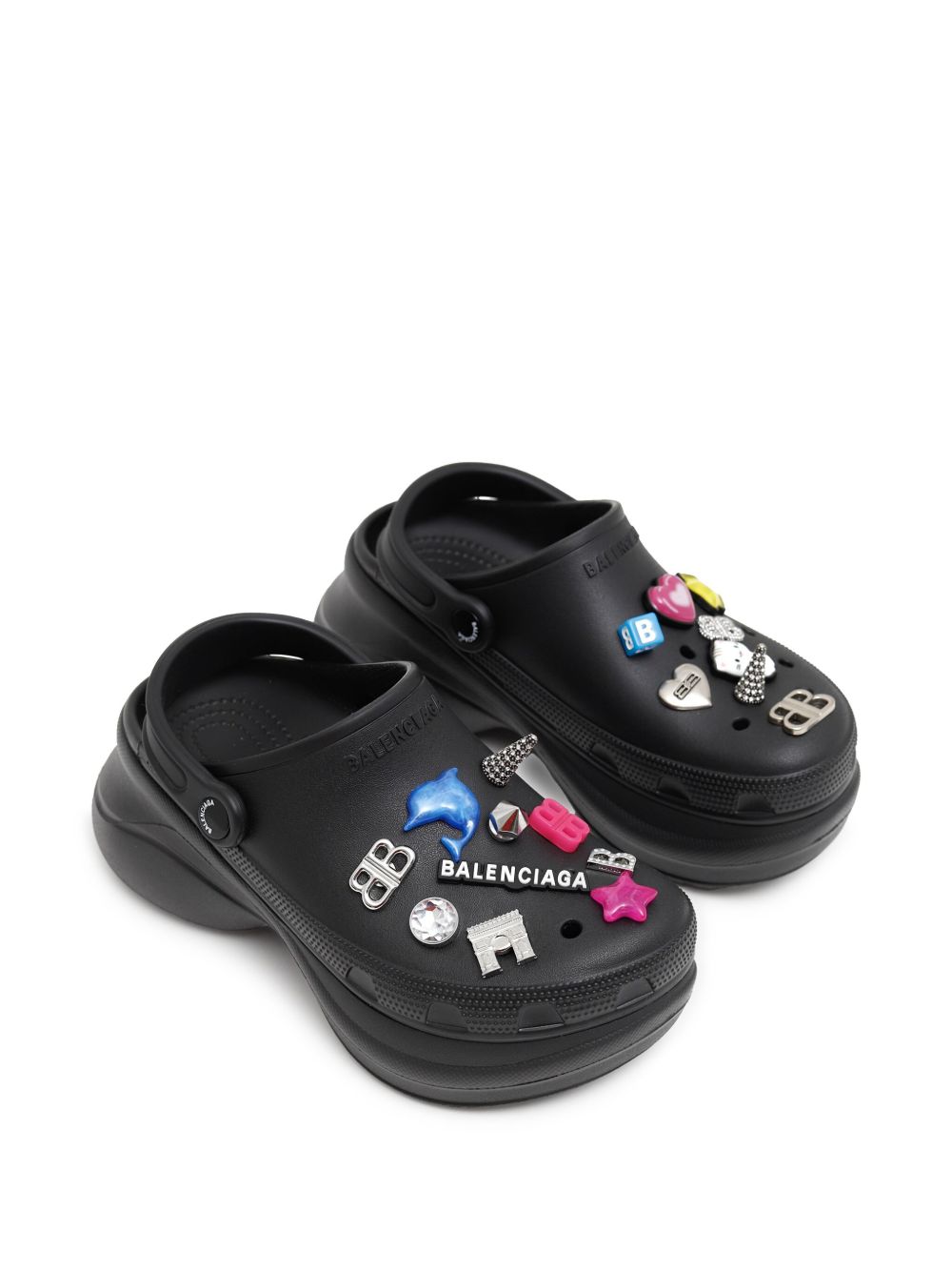 Balenciaga Sandals Black with Jibbitz charms