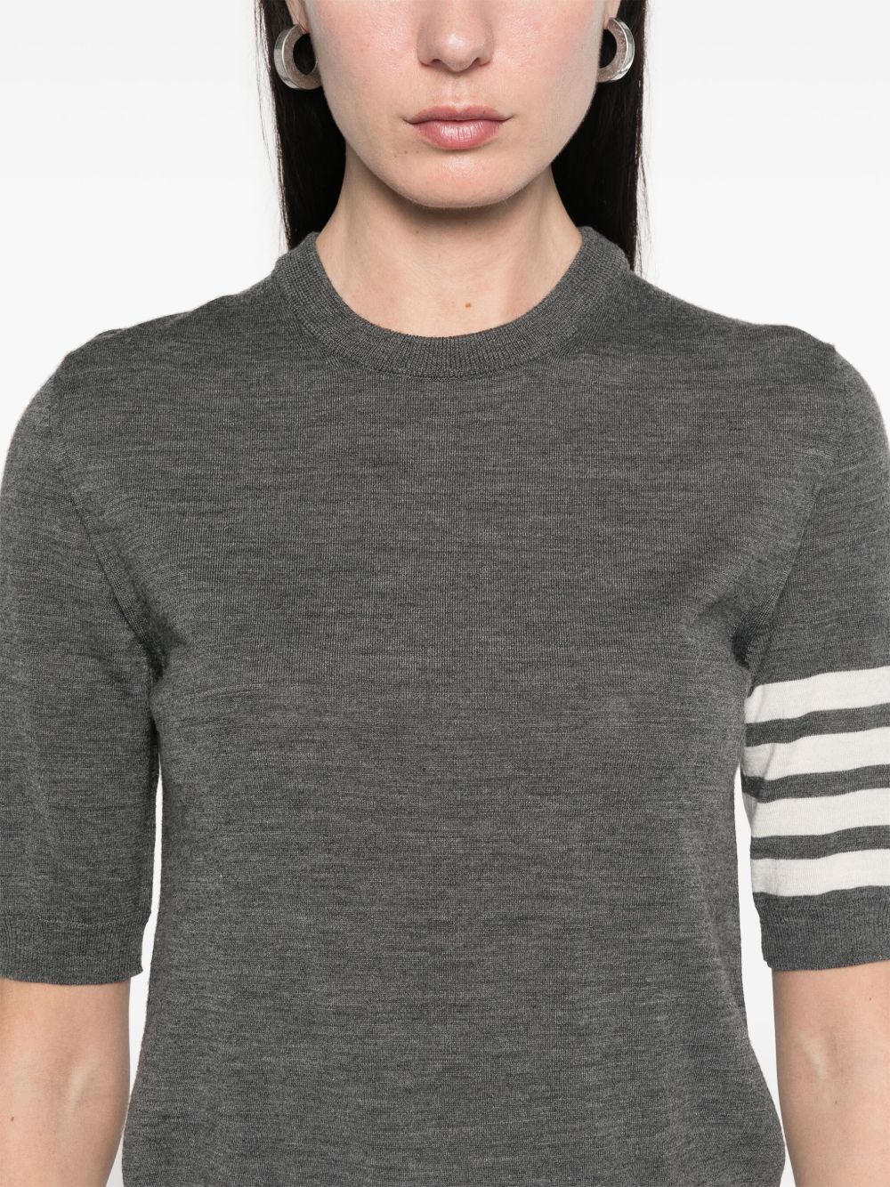 Thom Browne Grey Wool Crew Neck Sweater