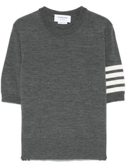 Thom Browne Grey Wool Crew Neck Sweater