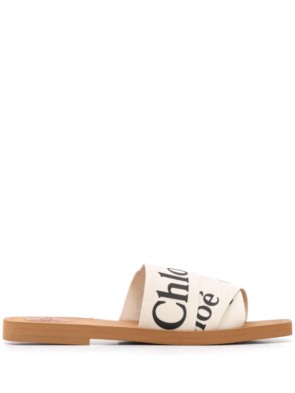 Chloé Chloè Sandals White linen logo