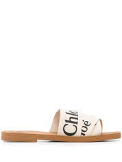 Chloé Chloè Sandals White linen logo