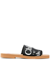 Chloé Chloè Sandals Black flat logo style