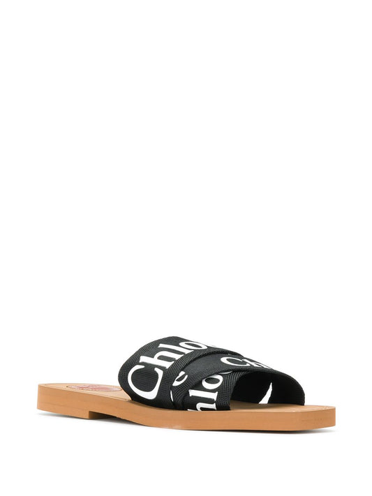 Sandalias Chloé Chloé estilo logo plano negro