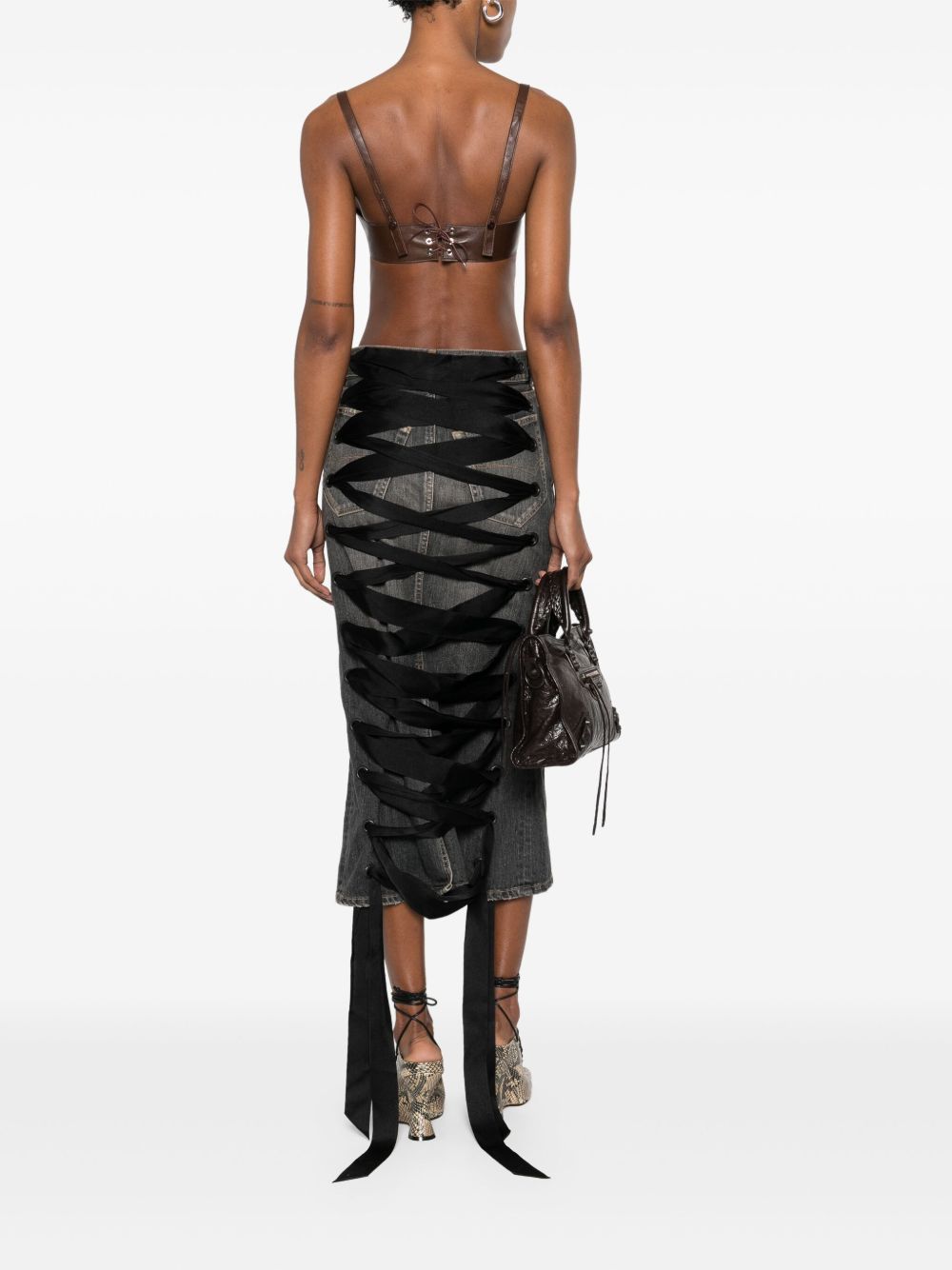 Faldas Balenciaga Falda vaquera gris con cordones