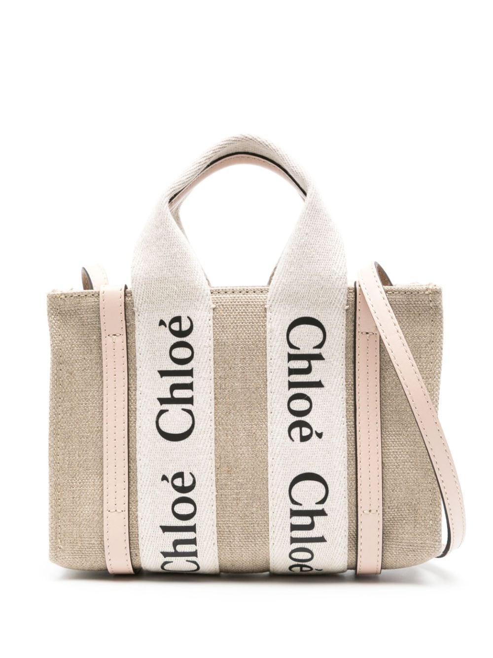 Chloé Woody mini linen tote bag
