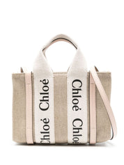 Chloé Woody mini linen tote bag