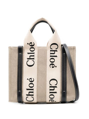 Chloé Woody mini linen tote bag