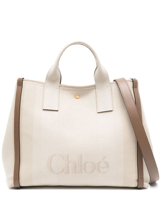 Bolso tote de lona Chloé Carry con ribete de piel