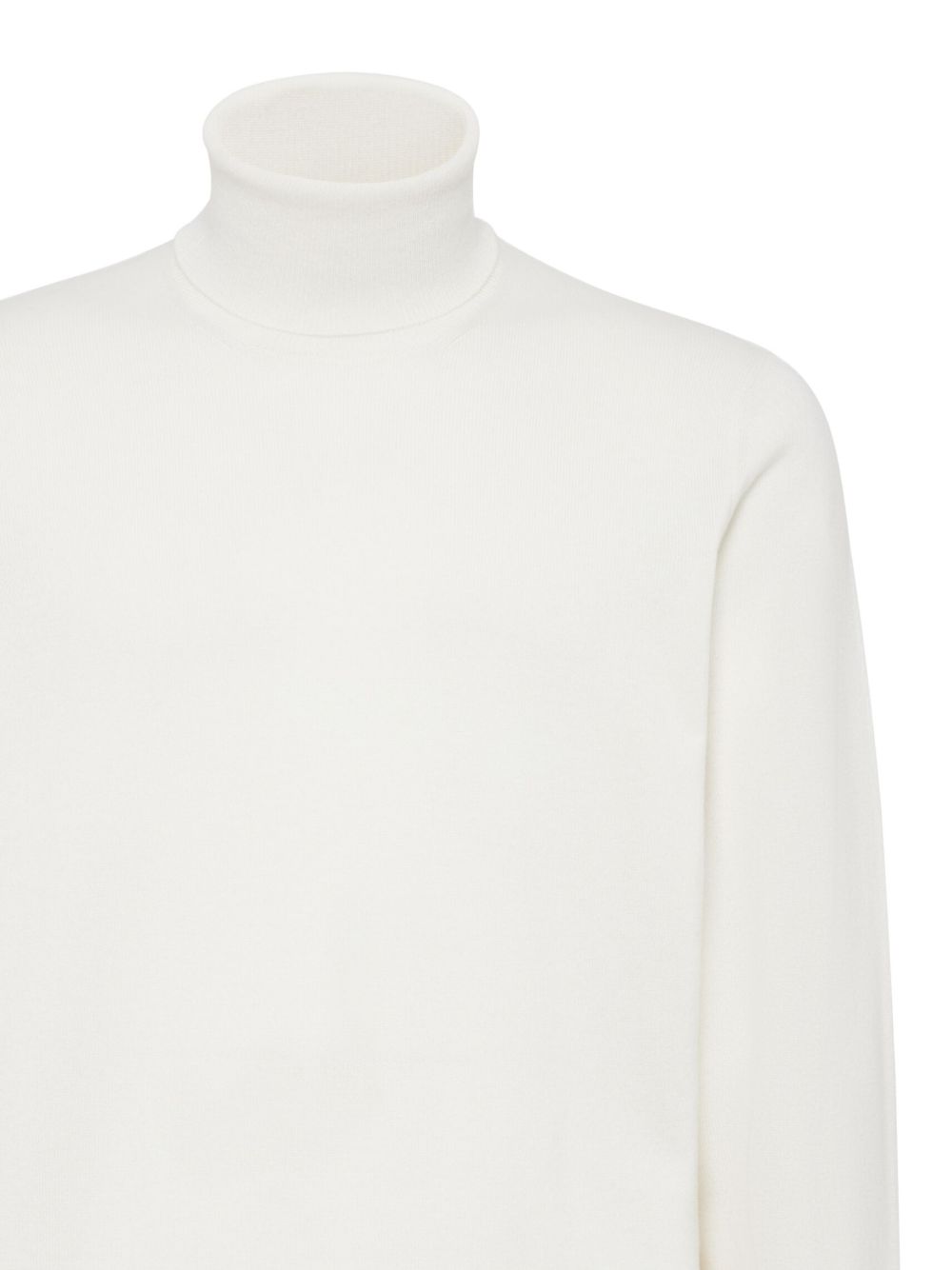 Brunello Cucinelli White Cashmere Sweater — Roll Neck