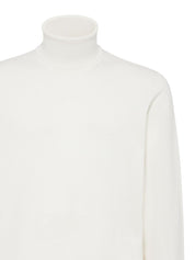 Brunello Cucinelli White Cashmere Sweater — Roll Neck