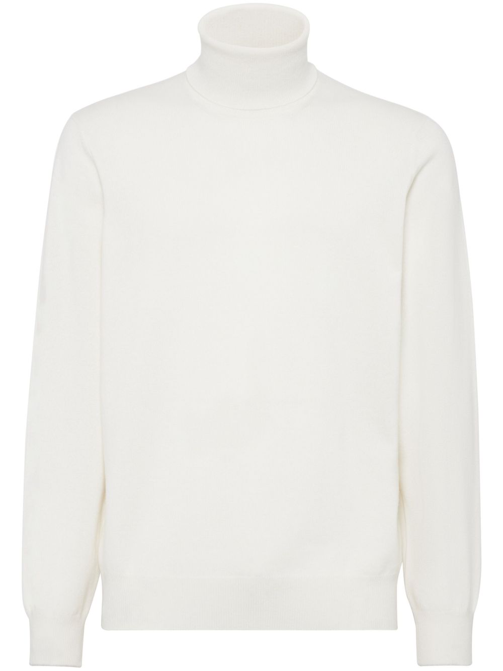 Brunello Cucinelli White Cashmere Sweater — Roll Neck