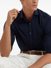 Camisas Brunello Cucinelli Mezcla de algodón y seda azul