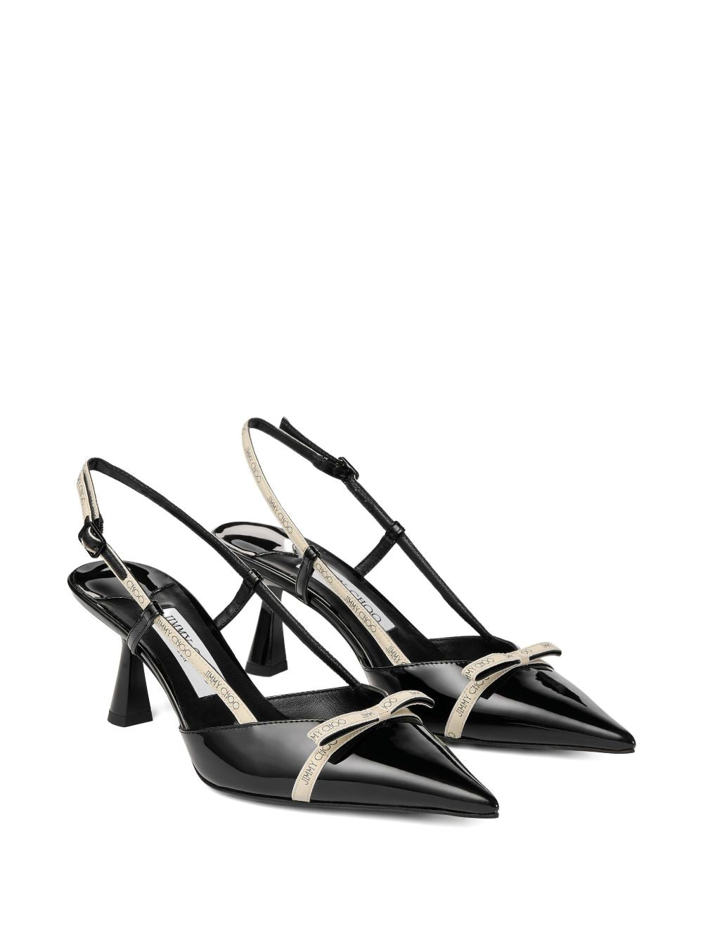 Jimmy Choo With Heel Black — Patent 65mm Medium Heel