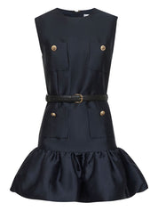 Robes Self-Portrait Taffetas bleu mini