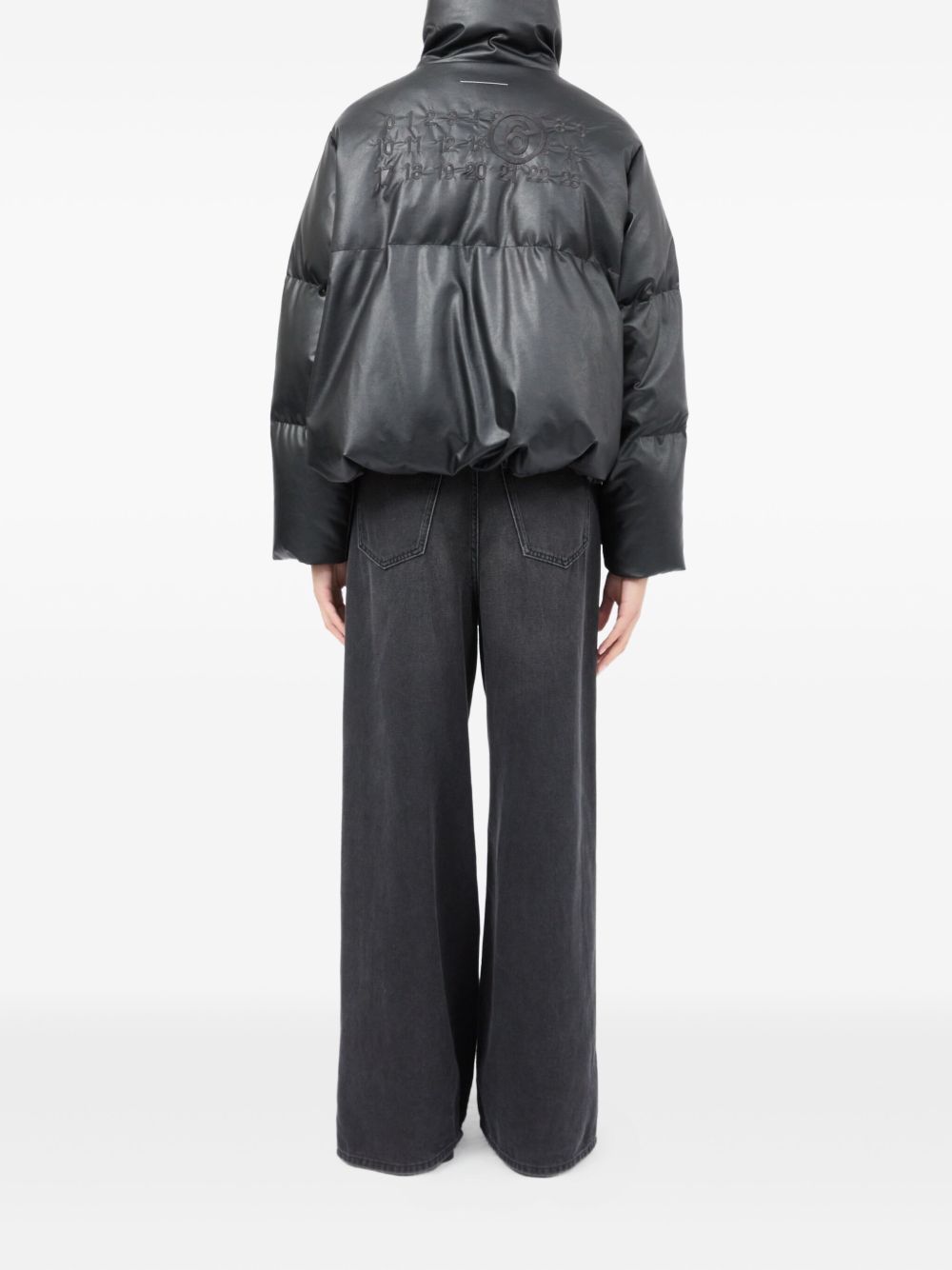 Manteau en duvet de nylon noir MM6 Maison Margiela