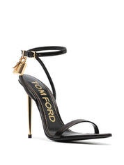 Tom Ford Sandals Black leather with padlock detail