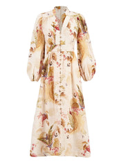 Zimmermann Dresses Beige — Ascension Linen Long Dress