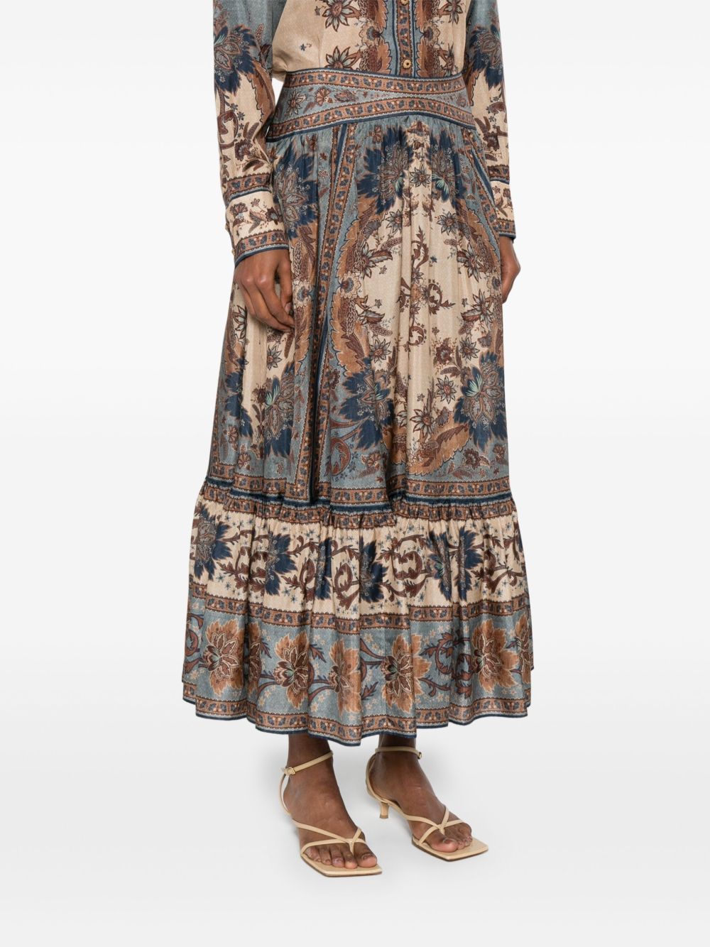 Zimmermann Skirts Blue silk floral skirt