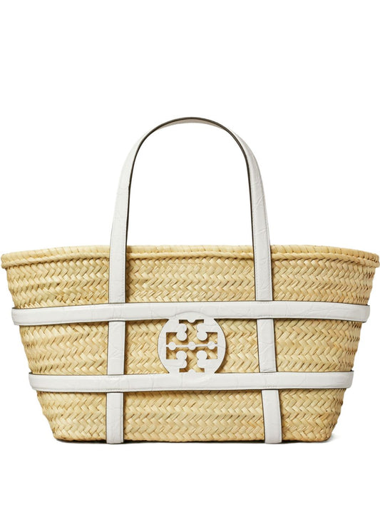 Tory Burch White Ella Straw Basket — Elegant Shopper