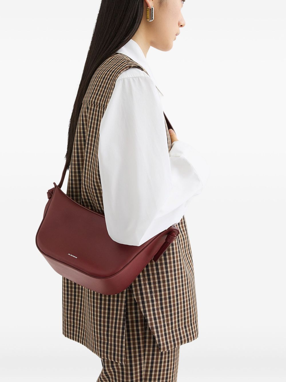 Jil Sander Bags.. Bordeaux leather crossbody bag