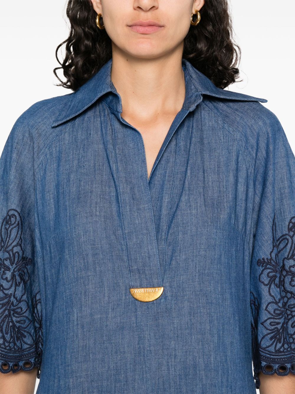 Robes Zimmermann Robe en jean bleu brodé