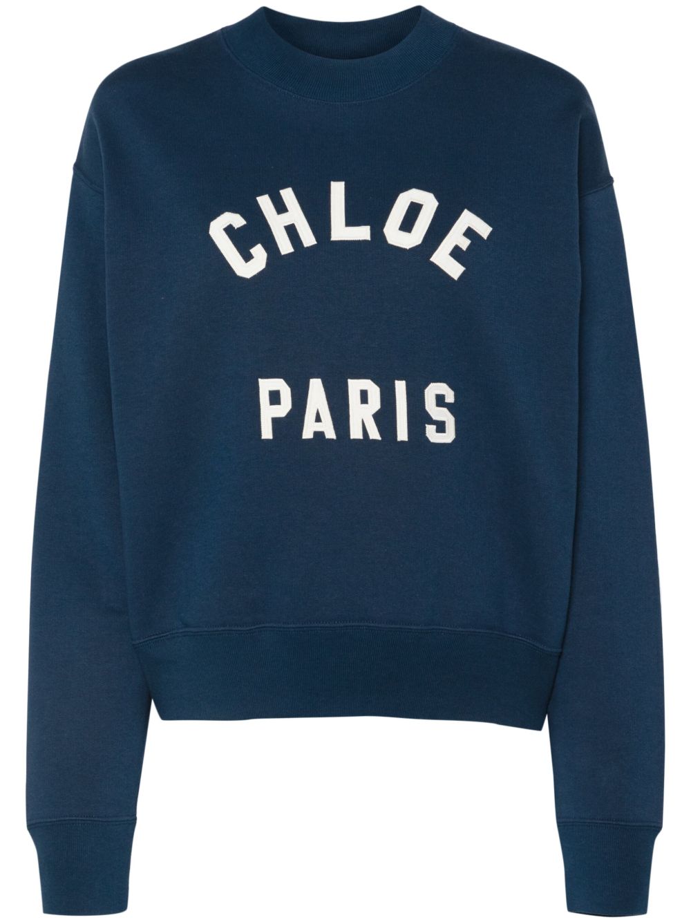 Chloé Chloè Sweaters Blue — Cotton Mock‑Neck Sweater