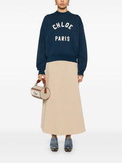 Chloé Chloè Sweaters Blue — Cotton Mock‑Neck Sweater