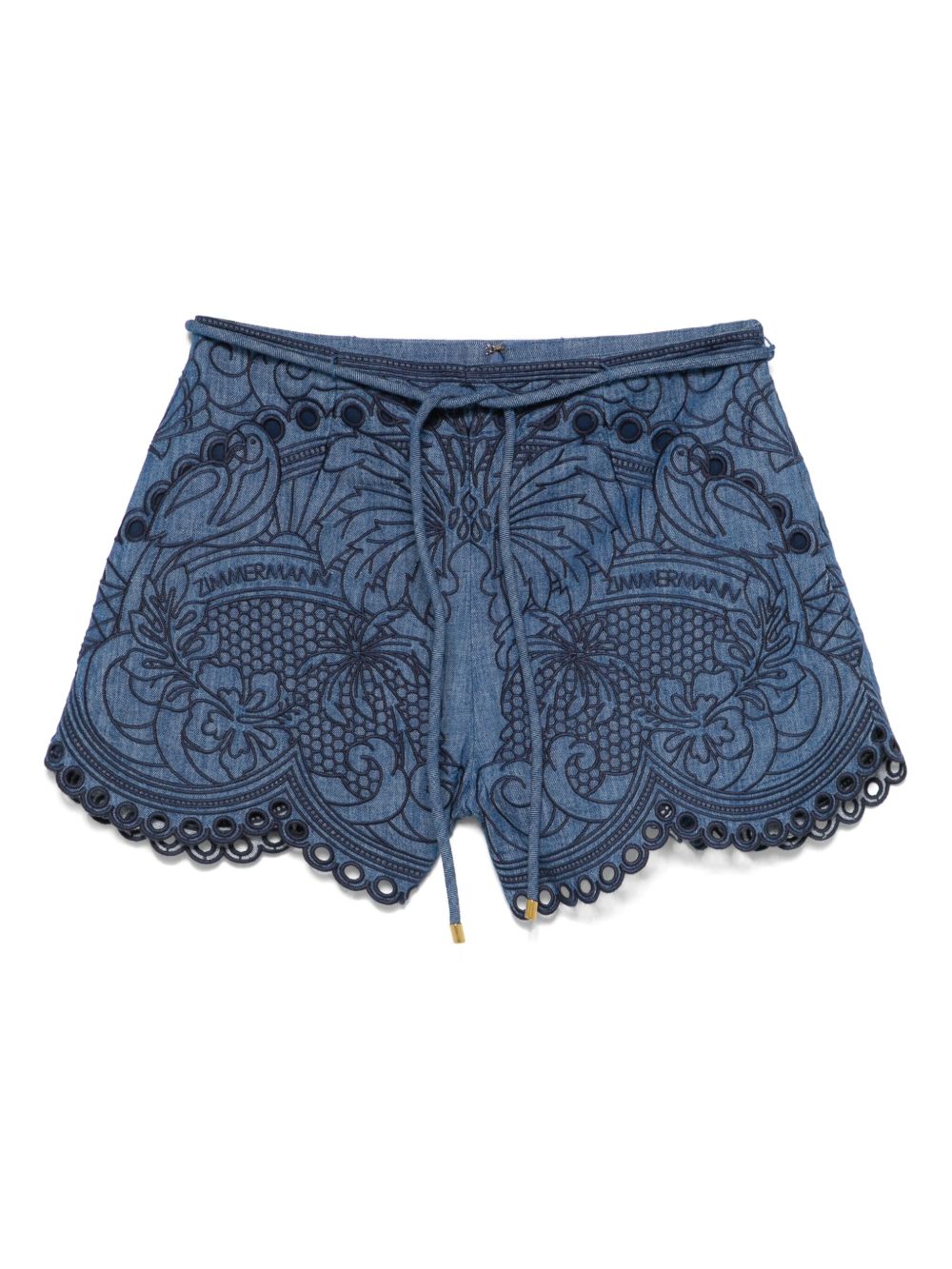 Zimmermann Shorts Blue embroidered denim