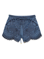 Zimmermann Shorts Blue embroidered denim