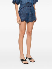 Zimmermann Shorts Blue embroidered denim