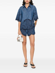 Zimmermann Shorts Blue embroidered denim