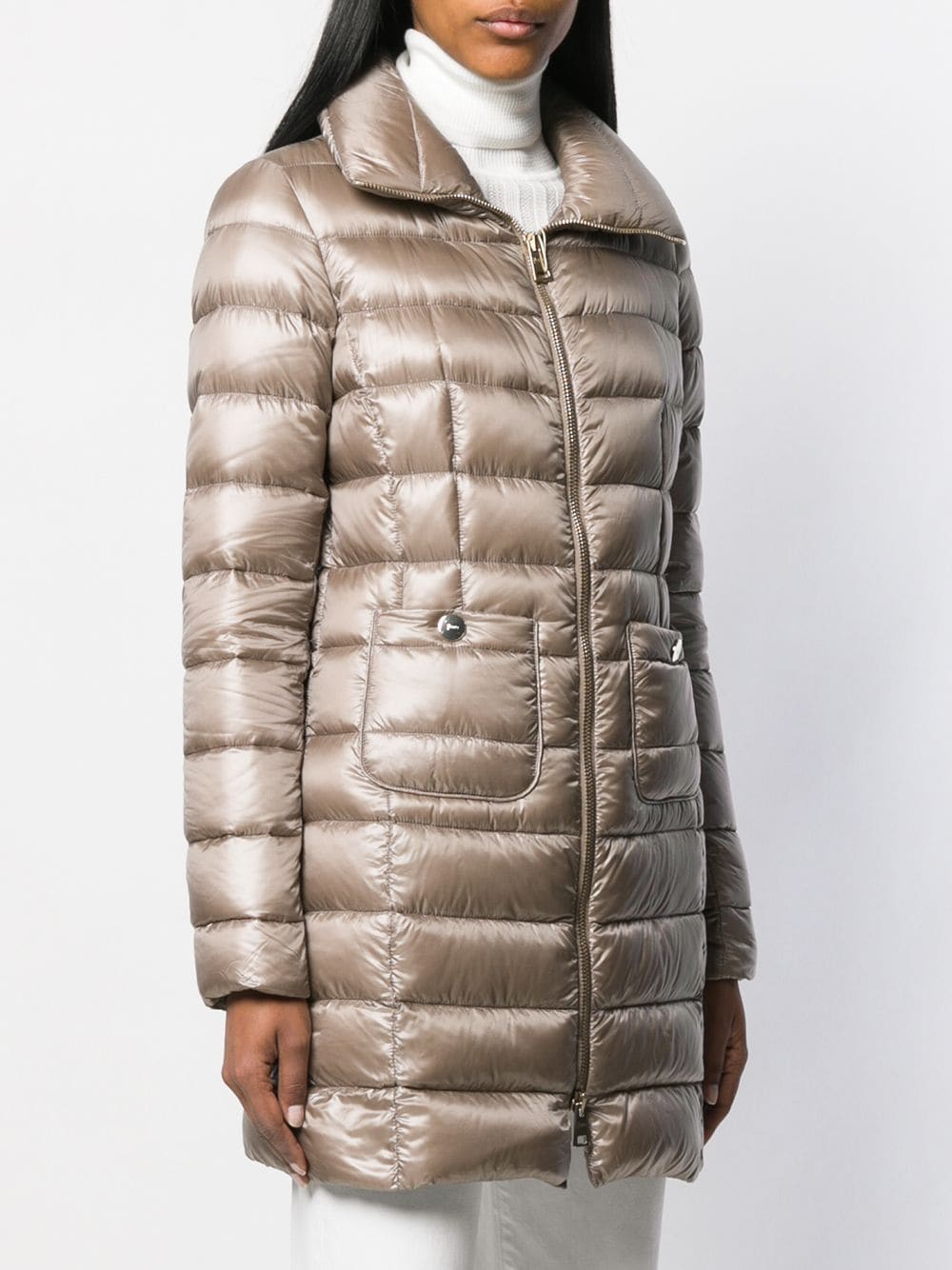 Herno Dove Grey Down Coat — Maria Midi Jacket