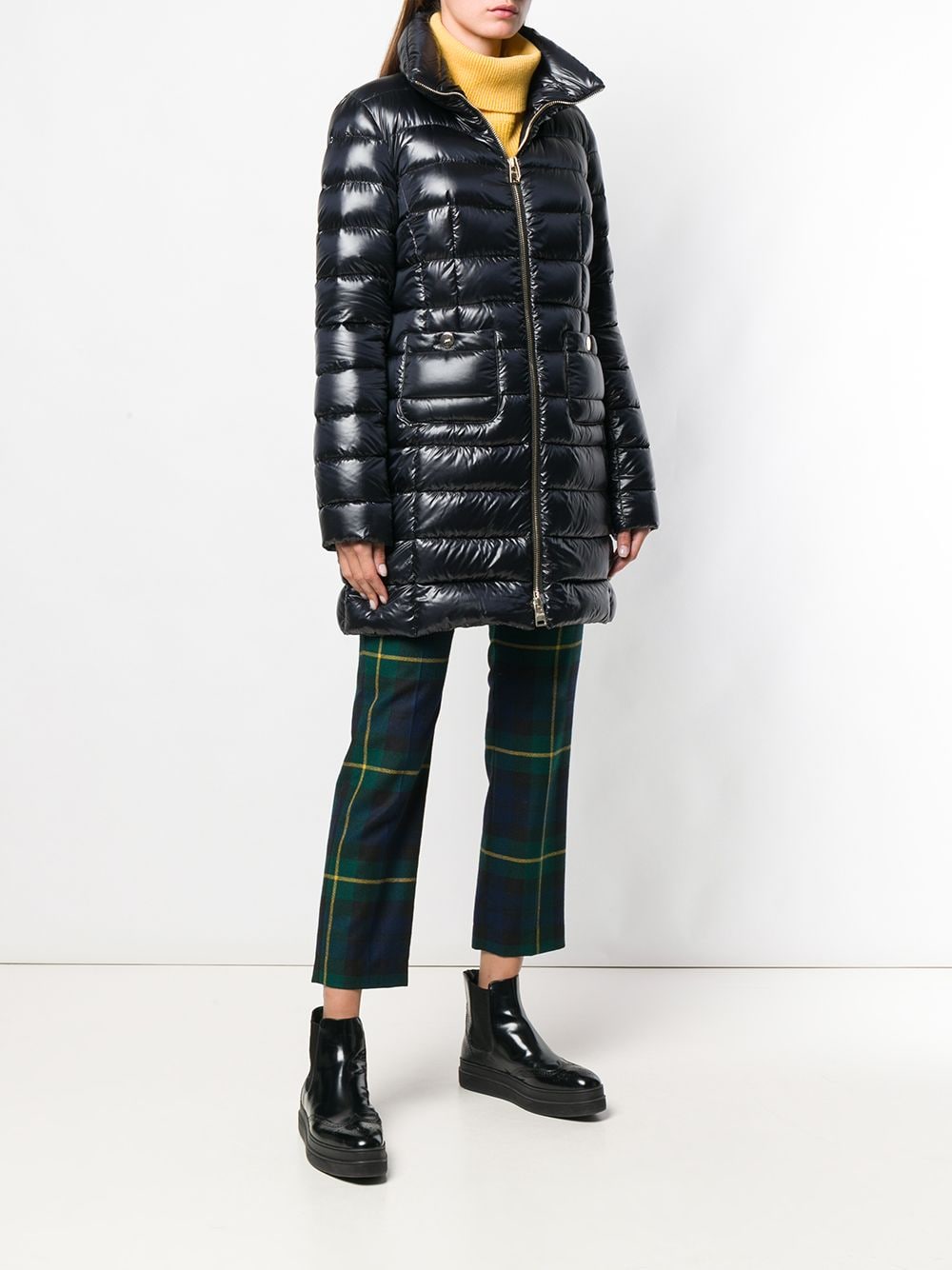 Herno Coats Black — Women's Midi Down Jacket