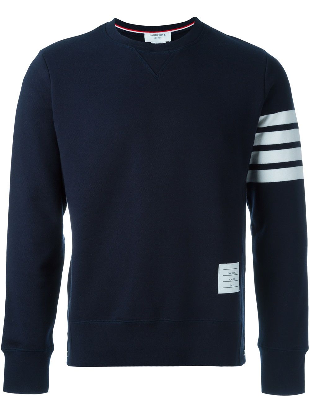 Thom Browne Blue Brushed Cotton Sweater — Relaxed Crew