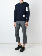 Thom Browne Blue Brushed Cotton Sweater — Relaxed Crew