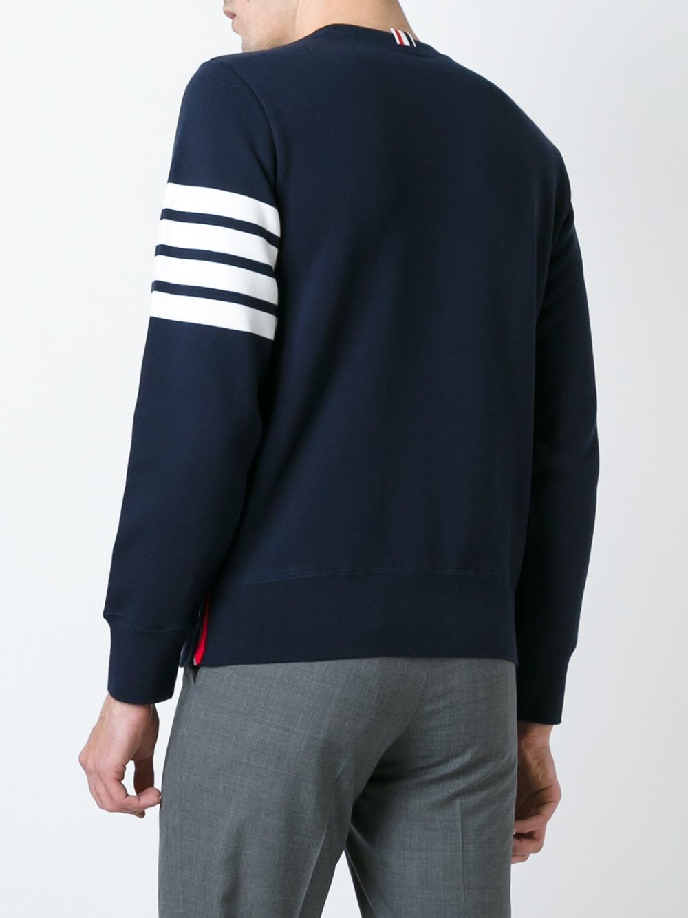 Thom Browne Blue Brushed Cotton Sweater — Relaxed Crew