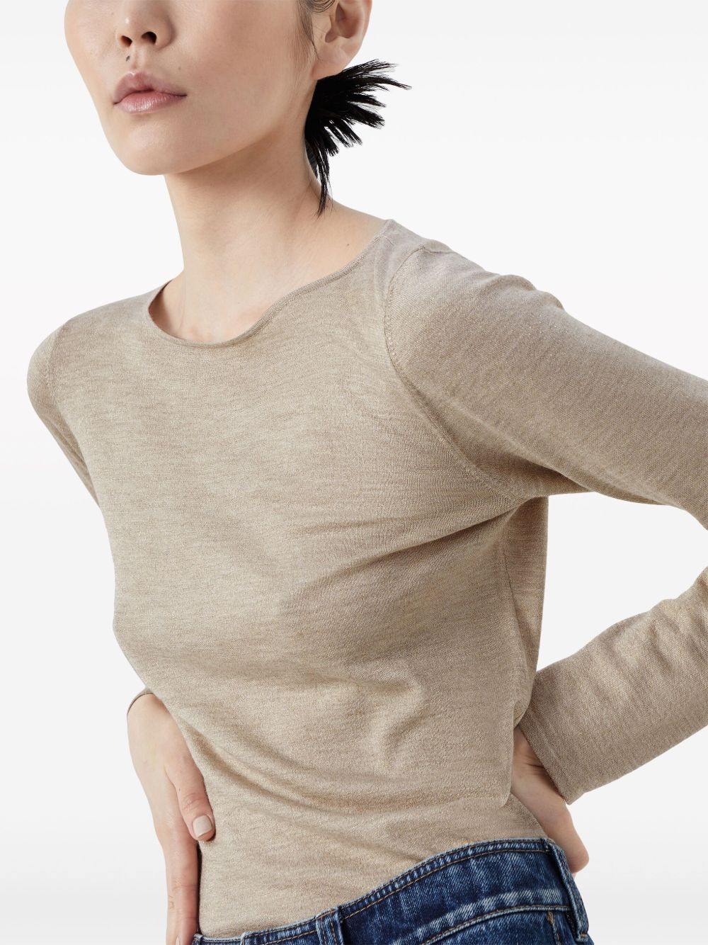 Brunello Cucinelli Beige Cashmere-Silk Sweater