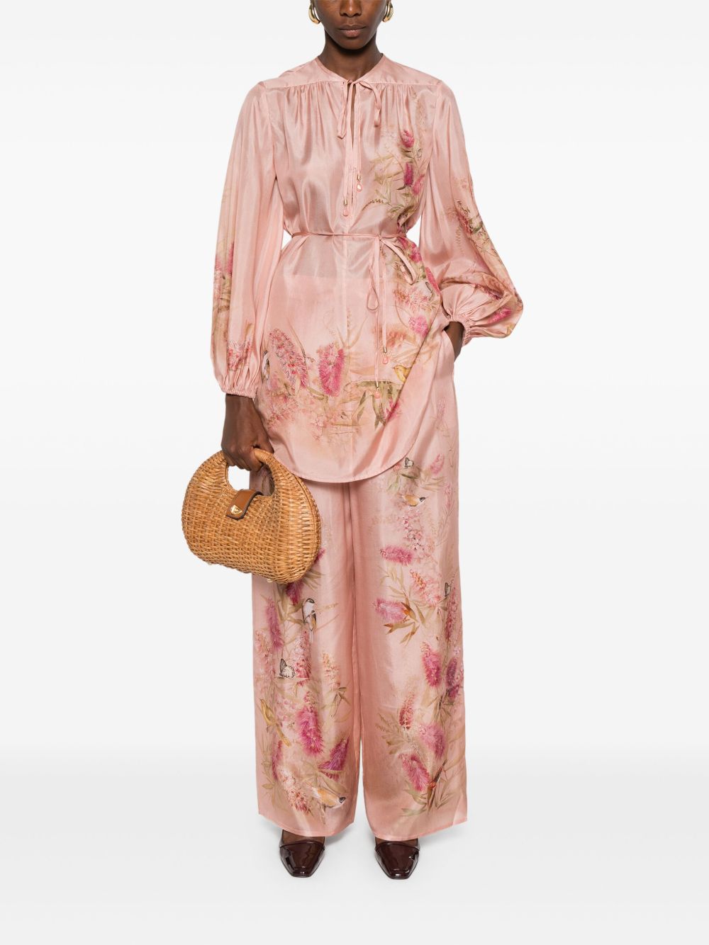 Zimmermann Trousers Pink silk floral