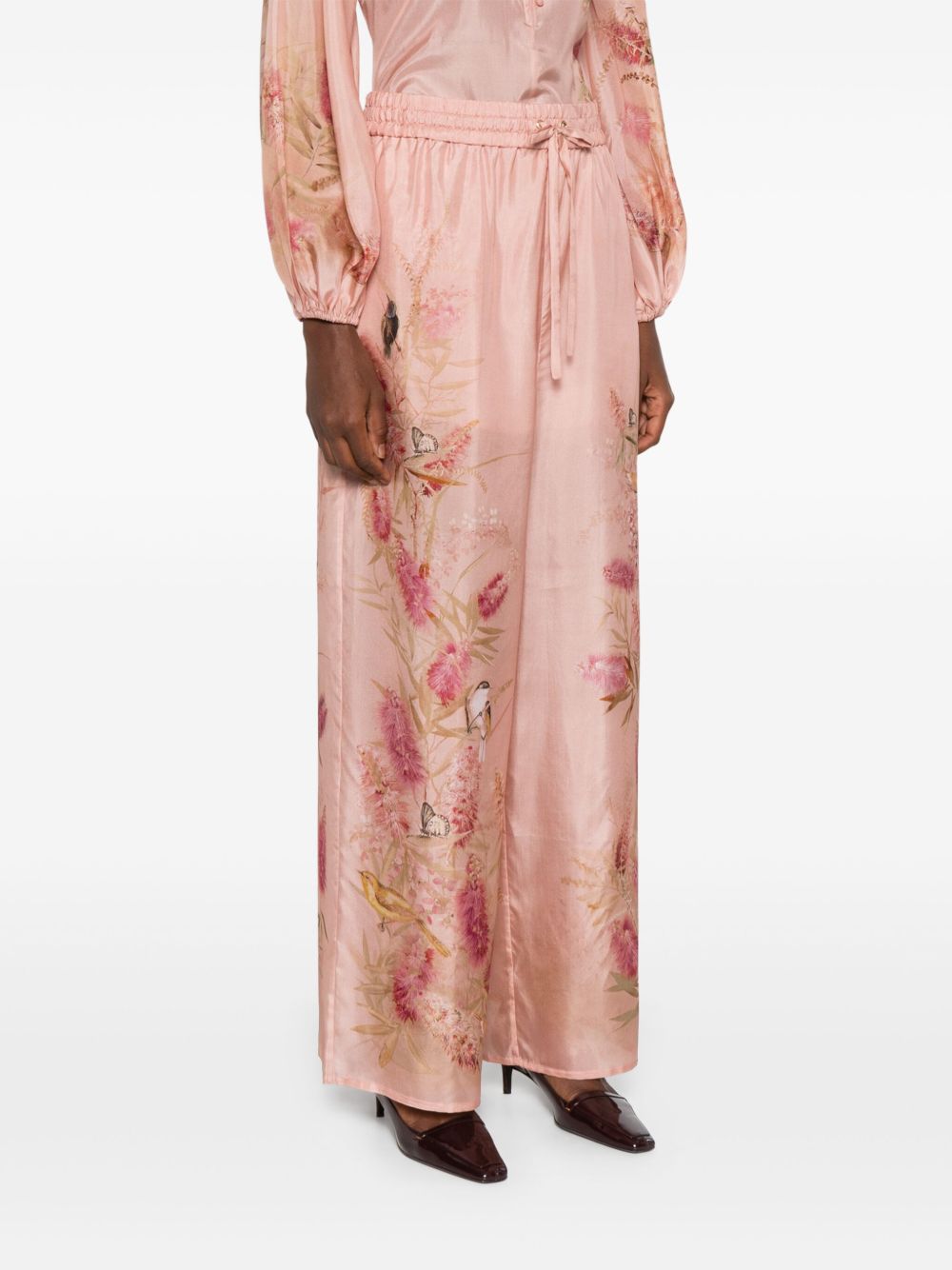 Zimmermann Trousers Pink silk floral