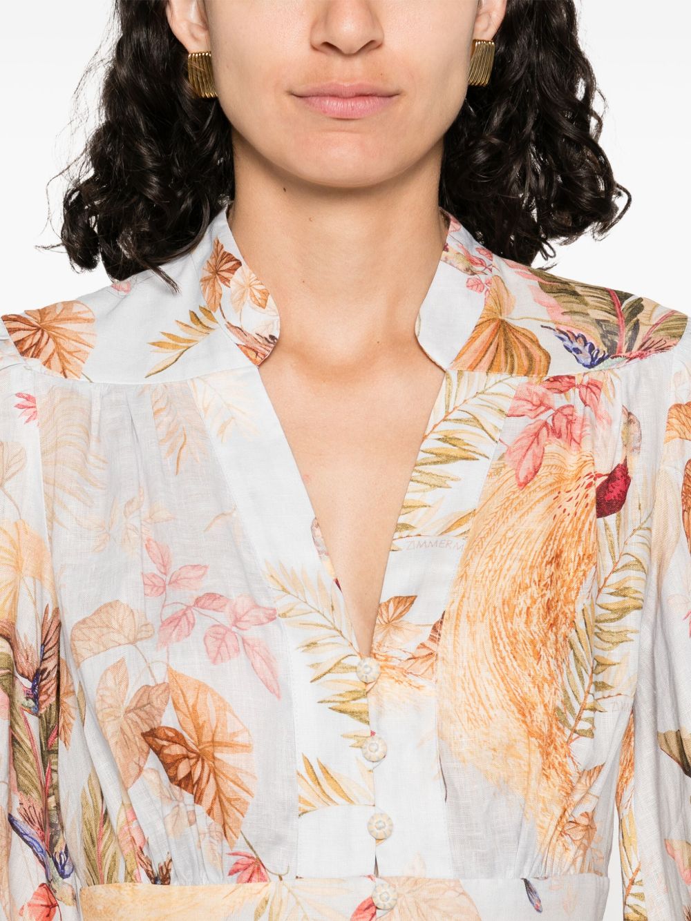 Zimmermann Clear Blue Linen Mini Dress — Smocked, Flared Skirt