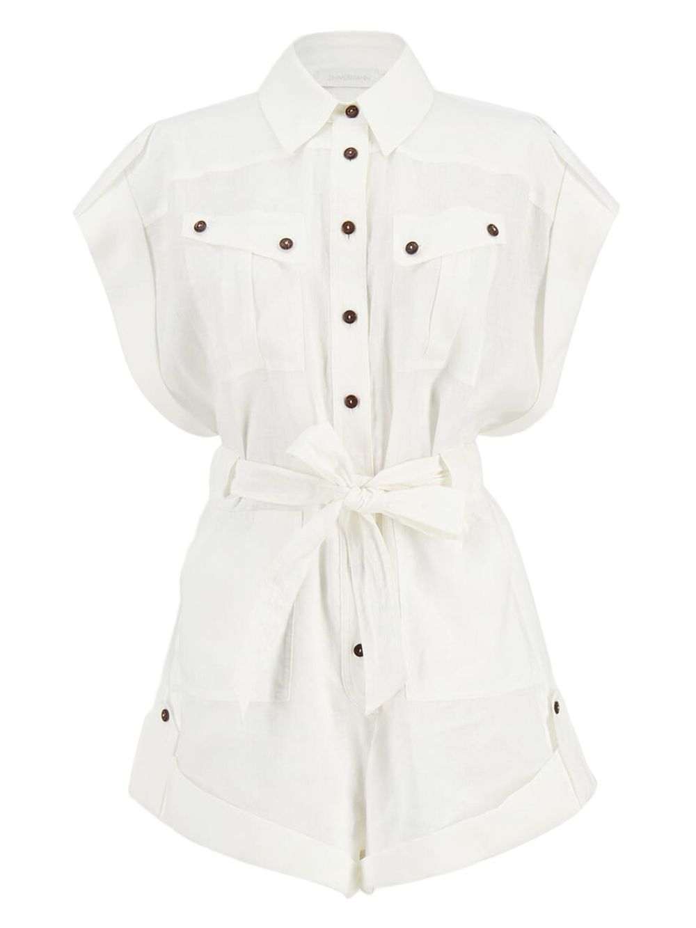 Zimmermann Dresses Ivory linen belted playsuit