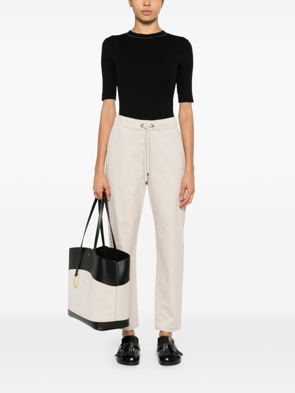 Brunello Cucinelli T-shirts and Polos Black cotton Monili detail