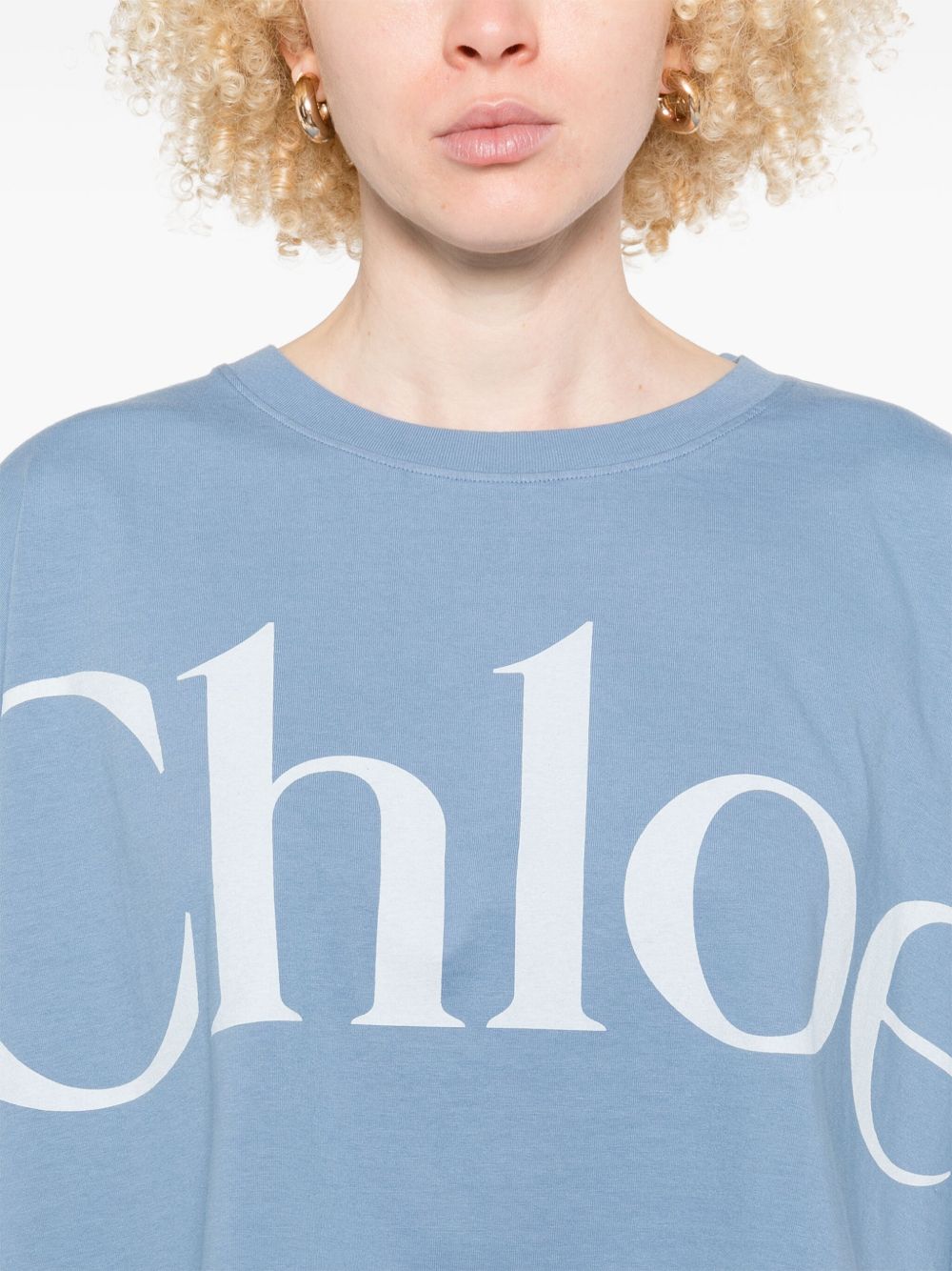 Chloé Chloè T-shirts and Polos Clear Blue cropped cotton