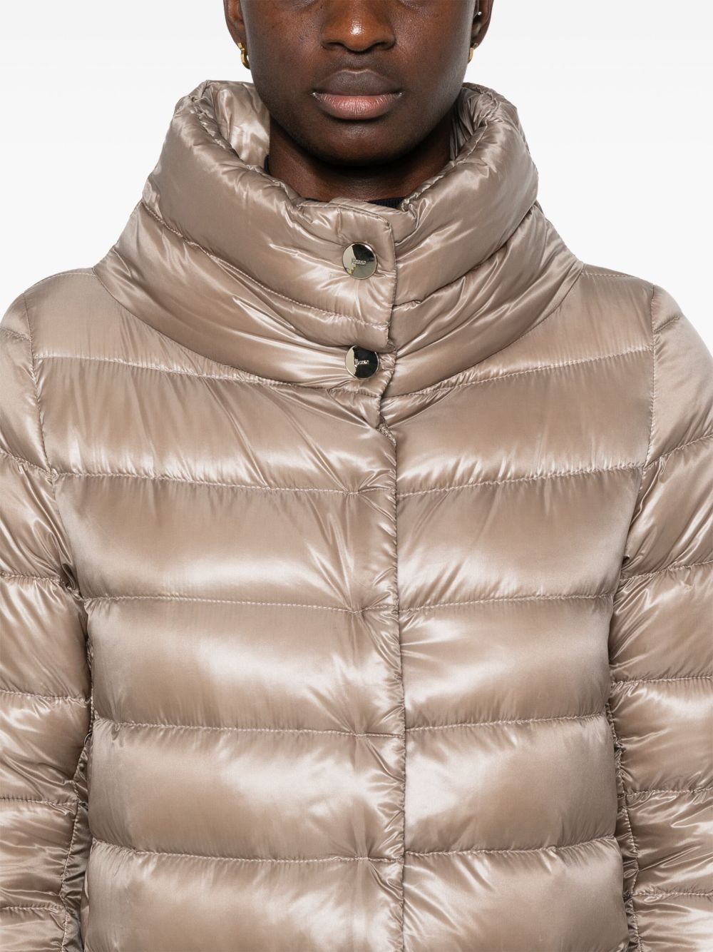 Herno Dove Grey Puffer Coat — Mid‑Length Goose Down Jacket