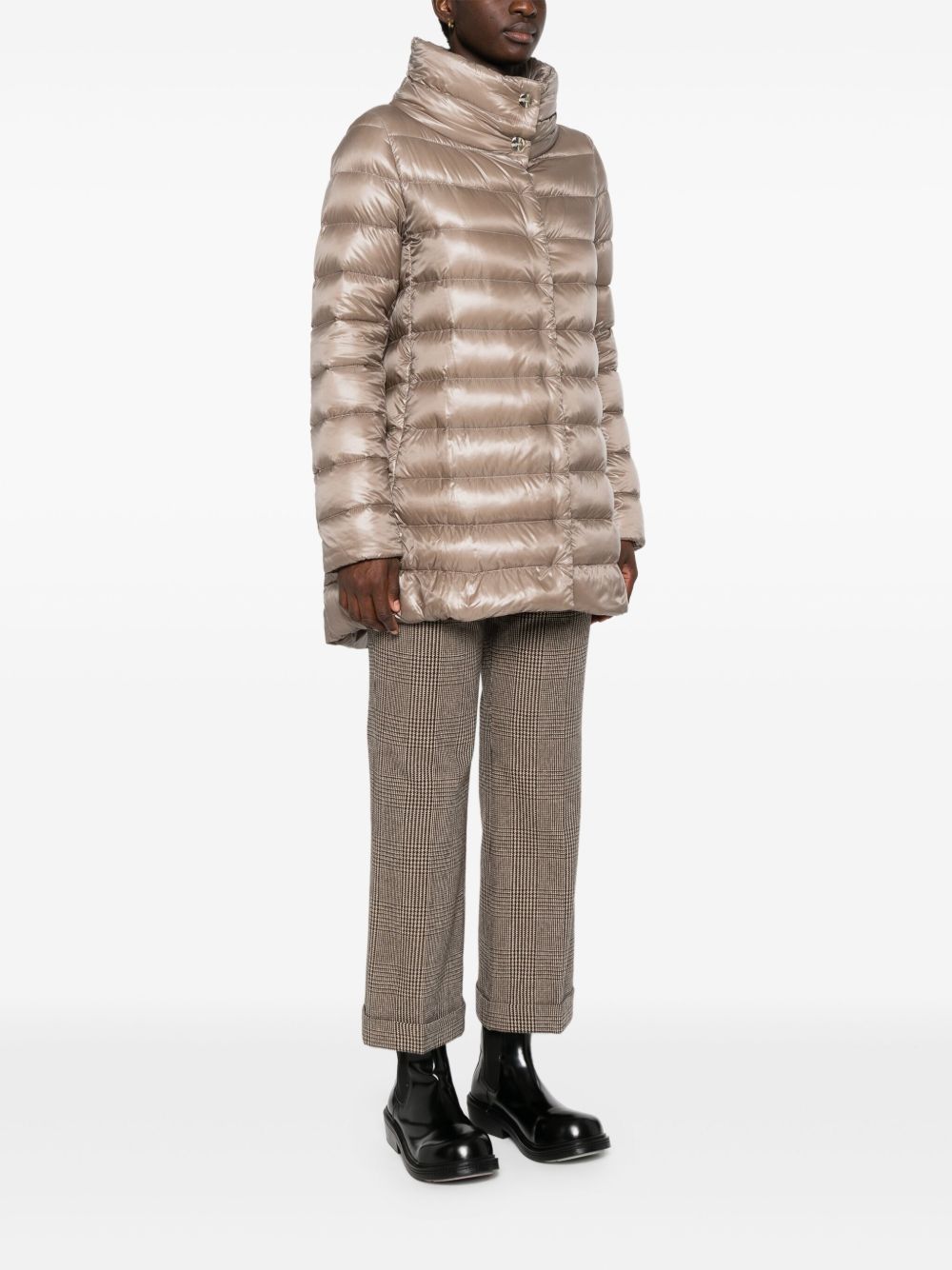 Herno Dove Grey Puffer Coat — Mid‑Length Goose Down Jacket