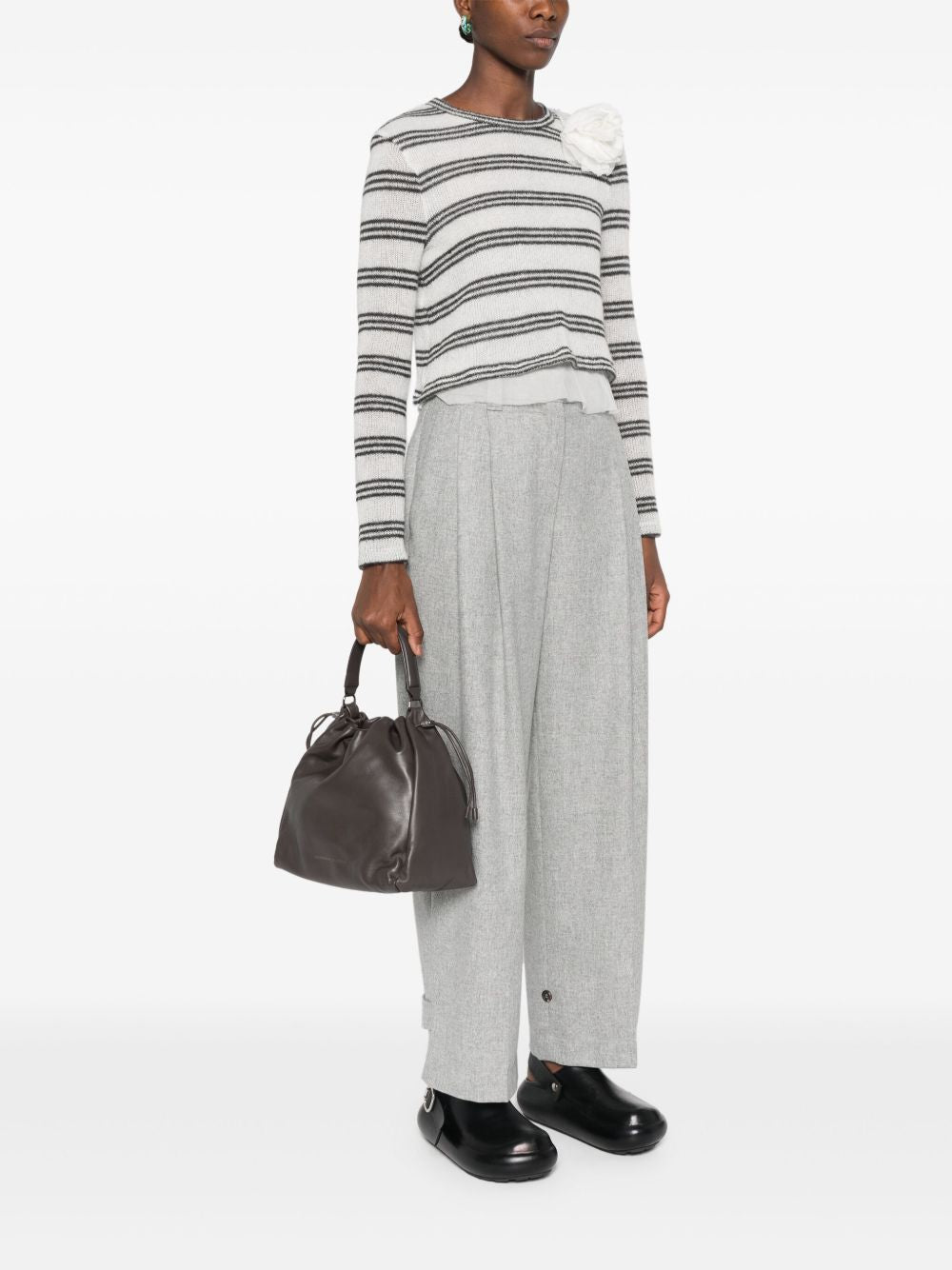 Brunello Cucinelli brown leather bucket bag